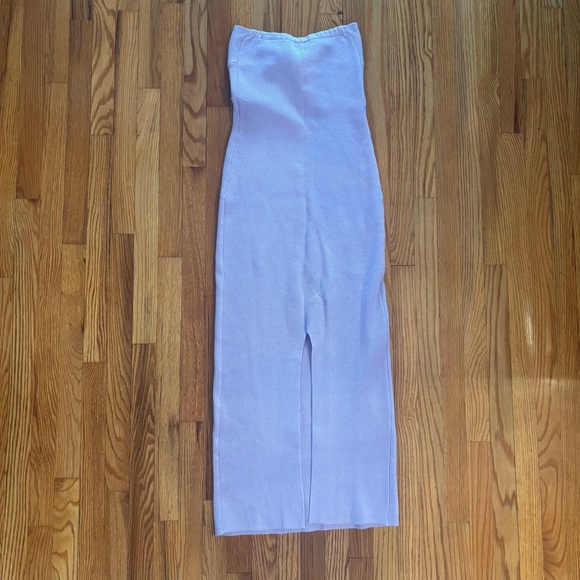 Lavender knit Strapless Midi dress with back slit. Size small - Picture 4 of 5